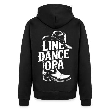 Line Dance Opa - Unisex Premium Bio Zip Hoodie - Schwarz - Hinten - Nico (187cm)
