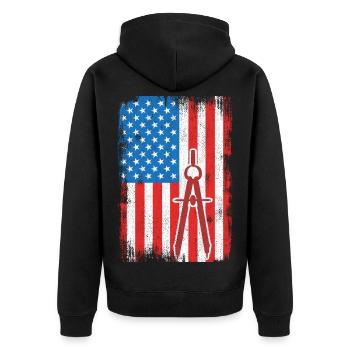 Architecte patriotique américain - Veste à capuche bio Premium Unisexe - noir - Dos - Nico (187cm)