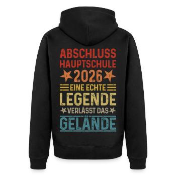 Abschluss 2026 Hauptschule Hauptschulabschluss - Unisex Premium Bio Zip Hoodie - Schwarz - Hinten - Nico (187cm)