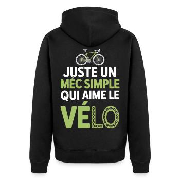 Der einfache Kerl liebt Radfahren und Aperitif-Humor Man Bike - Unisex Premium Bio Zip Hoodie - Schwarz - Hinten - Nico (187cm)