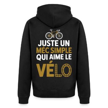 Der einfache Kerl liebt Radfahren und Aperitif-Humor Man Bike - Unisex Premium Bio Zip Hoodie - Schwarz - Hinten - Nico (187cm)
