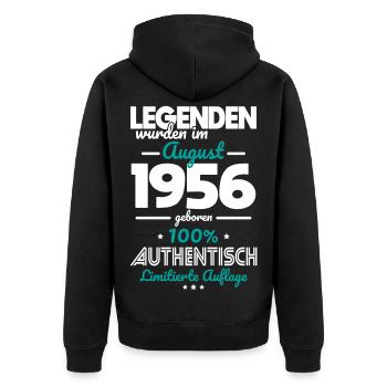 70. Geburtstag - Legenden wurden im August 1956 - Unisex Premium Bio Zip Hoodie - Schwarz - Hinten - Nico (187cm)