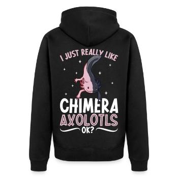 I love my Chimera axolotl - Unisex Premium Organic Zip Hoodie - black - Back - Nico (187cm)