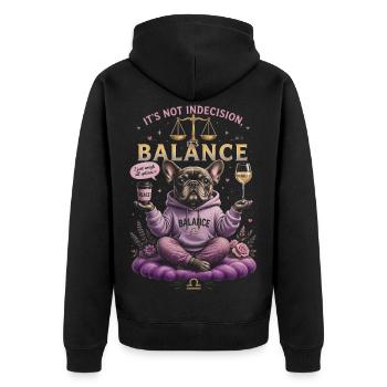 Humour Zen du Bouledogue - Zodiaque Balance - Veste à capuche bio Premium Unisexe - noir - Dos - Nico (187cm)