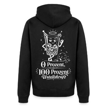 100 Prozent Urteilskraft - Unisex Premium Bio Zip Hoodie - Schwarz - Hinten - Nico (187cm)