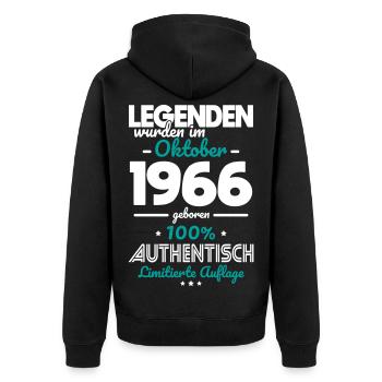 60. Geburtstag - Legenden wurden im Oktober 1966 - Unisex Premium Bio Zip Hoodie - Schwarz - Hinten - Nico (187cm)