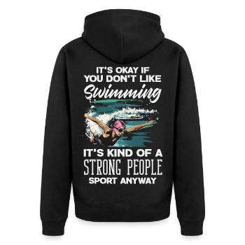 Funny Swimmers Sayings & Swimming Club Design - Unisex Premium Organic Zip Hoodie - black - Back - Nico (187cm)
