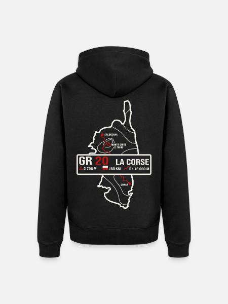 GR20 Corse randonne cadeau randonneur - Veste à capuche bio Premium Unisexe - noir
