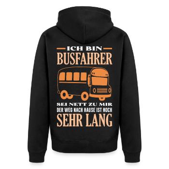 Busfahrer Weg Nach Hause Lang - Unisex Premium Bio Zip Hoodie - Schwarz - Hinten - Nico (187cm)