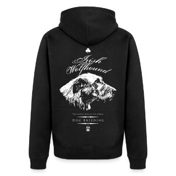 Irischer Wolfshundzüchter - Unisex Premium Bio Zip Hoodie - Schwarz - Hinten - Nico (187cm)