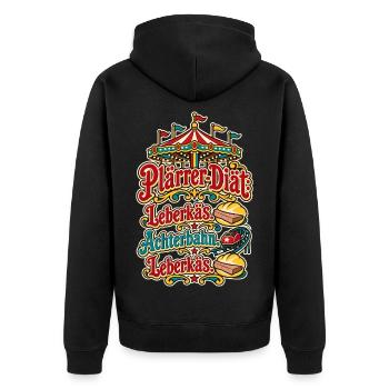 Plärrer-Diät Leberkäs Achterbahn - Unisex Premium Bio Zip Hoodie - Schwarz - Hinten - Nico (187cm)