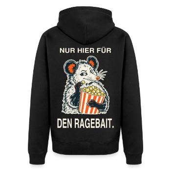 Ragebait Jugendwort 2026 Geschenk Teenager Opossum - Unisex Premium Bio Zip Hoodie - Schwarz - Hinten - Nico (187cm)