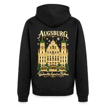 Augsburg Weihnachten am Rathaus - Unisex Premium Bio Zip Hoodie - Schwarz - Hinten - Nico (187cm)