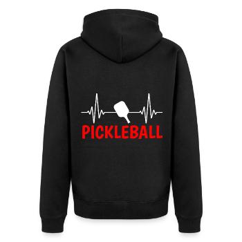 Pickleball Pickleball Spieler Pickleball Schläger - Unisex Premium Bio Zip Hoodie - Schwarz - Hinten - Nico (187cm)
