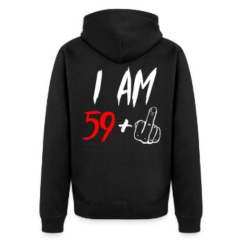 60. Geburtstag 60 Jahre Geburtstag 59+1 Geschenk - Unisex Premium Bio Zip Hoodie - Schwarz - Hinten - Nico (187cm)