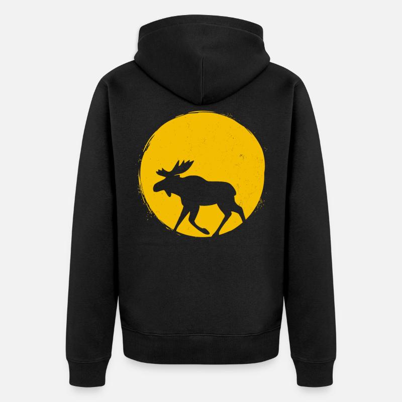Suède Moose Silhouette Sun Gift - Veste à capuche bio Premium Unisexe - noir
