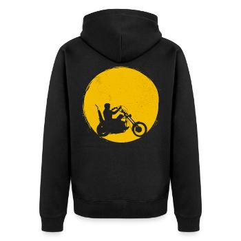 Motorcycle Silhouette Chopper Sun Gift - Unisex Premium Organic Zip Hoodie - black - Back - Nico (187cm)