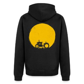 Trecker Silhouette Traktor Sonne Geschenk - Unisex Premium Bio Zip Hoodie - Schwarz - Hinten - Nico (187cm)