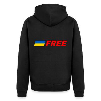 Ukraine - Unisex Premium Bio Zip Hoodie - Schwarz - Hinten - Nico (187cm)