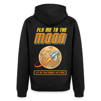 Fly Me To The Moon - Unisex Premium Bio Zip Hoodie - Schwarz - Hinten - Nico (187cm)