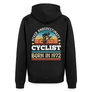 Cyclist born in 1972 50th Birthday Gift Cycling - Unisex Premium Organic Zip Hoodie - black - Back - Nico (187cm)