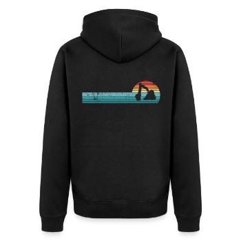 Vintage Bagger Retro Sonnenuntergang Geschenk - Unisex Premium Bio Zip Hoodie - Schwarz - Hinten - Nico (187cm)
