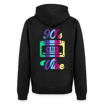 Retro Ästhetische Kostüm Party 90er Vibe Outfit - Unisex Premium Bio Zip Hoodie - Schwarz - Hinten - Nico (187cm)
