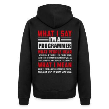Funny Programming Coding Programmer Gift - Unisex Premium Organic Zip Hoodie - black - Back - Nico (187cm)