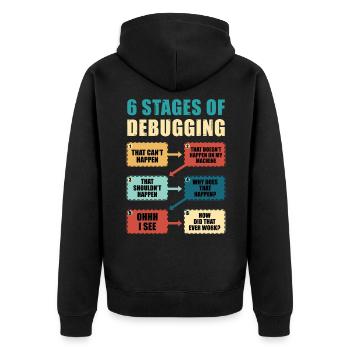 Programming Debugging Funny Programmer Gift - Unisex Premium Organic Zip Hoodie - black - Back - Nico (187cm)
