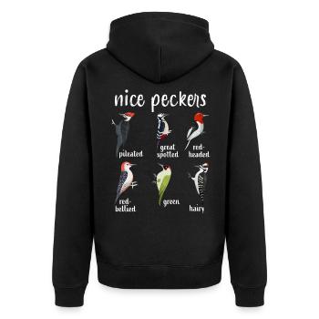 Funny Woodpecker bird Christmas Gift Nice Pecker - Unisex Premium Organic Zip Hoodie - black - Back - Nico (187cm)