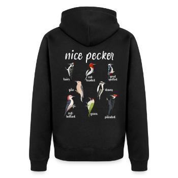 Woodpecker Nice Pecker Funny bird Christmas Gift - Unisex Premium Organic Zip Hoodie - black - Back - Nico (187cm)