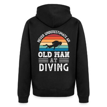 Old Man at Diving Fête des Pères Drôle Cadeau - Veste à capuche bio Premium Unisexe - noir - Dos - Nico (187cm)