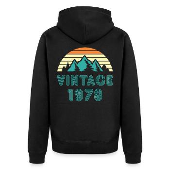 1978 - Unisex Premium Organic Zip Hoodie - black - Back - Nico (187cm)