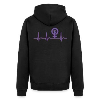 Feminist Herzkurve - Puls Frauenpower Feminismus - Unisex Premium Bio Zip Hoodie - Schwarz - Hinten - Nico (187cm)