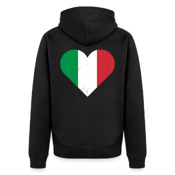 Italy - Unisex Premium Organic Zip Hoodie - black - Back - Nico (187cm)