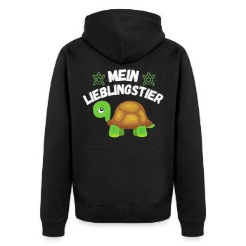 Lieblingstier Schildkröten Motiv Turtle Geschenk - Unisex Premium Bio Zip Hoodie - Schwarz - Hinten - Nico (187cm)