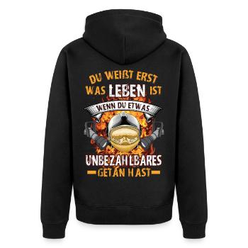 FW - Unbezahlbares getan - Unisex Premium Bio Zip Hoodie - Schwarz - Hinten - Nico (187cm)