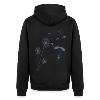 Parachute paragliding parachutist gift - Unisex Premium Organic Zip Hoodie - black - Back - Nico (187cm)