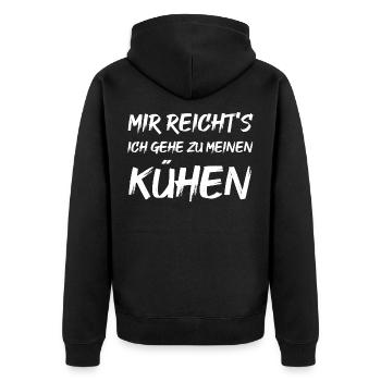 Mir reicht's ich gehe zu meinen Kühen - Unisex Premium Bio Zip Hoodie - Schwarz - Hinten - Nico (187cm)
