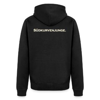Südkurvenjunge Südkurve Fußball Geschenk Fans Idee - Unisex Premium Bio Zip Hoodie - Schwarz - Hinten - Nico (187cm)