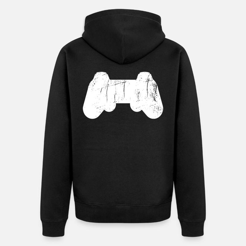 Controller Vintage White - Unisex Premium Bio Zip Hoodie - Schwarz
