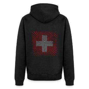 Schweiz Wappen Flagge - Unisex Premium Bio Zip Hoodie - Schwarz - Hinten - Nico (187cm)
