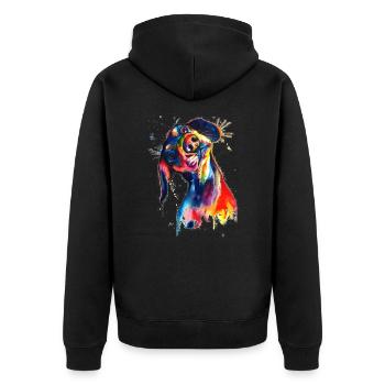 Chien Aquarelle coloré - Veste à capuche bio Premium Unisexe - noir - Dos - Nico (187cm)