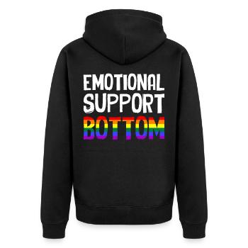 Emotional Support Bottom - Unisex Premium Organic Zip Hoodie - black - Back - Nico (187cm)