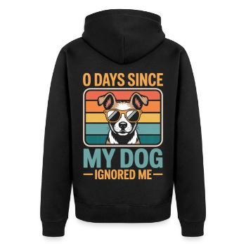 0 Days Since My Cat Ignored Me Cat Lover - Unisex Premium Bio Zip Hoodie - Schwarz - Hinten - Nico (187cm)