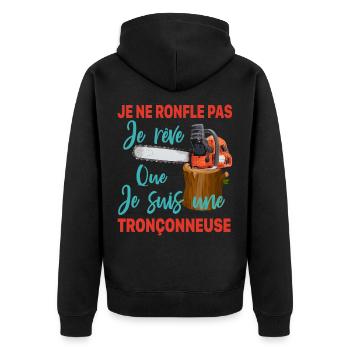 Bûcheron je ne ronfle pas je rêve Tronçonneuse - Veste à capuche bio Premium Unisexe - noir - Dos - Nico (187cm)