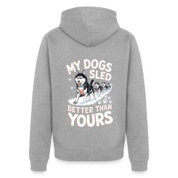 Dog sleds drive better than yours - Unisex Premium Organic Zip Hoodie - heather grey - Back - Nico (187cm)