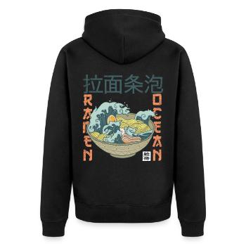 Ramen Noodles Japan - Unisex Premium Organic Zip Hoodie - black - Back - Nico (187cm)