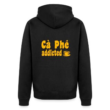 ca phe addicted - Unisex Premium Bio Zip Hoodie - Schwarz - Hinten - Nico (187cm)