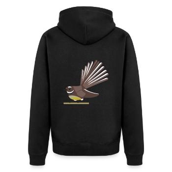 Fantail Cute Vector NZ bird - Unisex Premium Organic Zip Hoodie - black - Back - Nico (187cm)